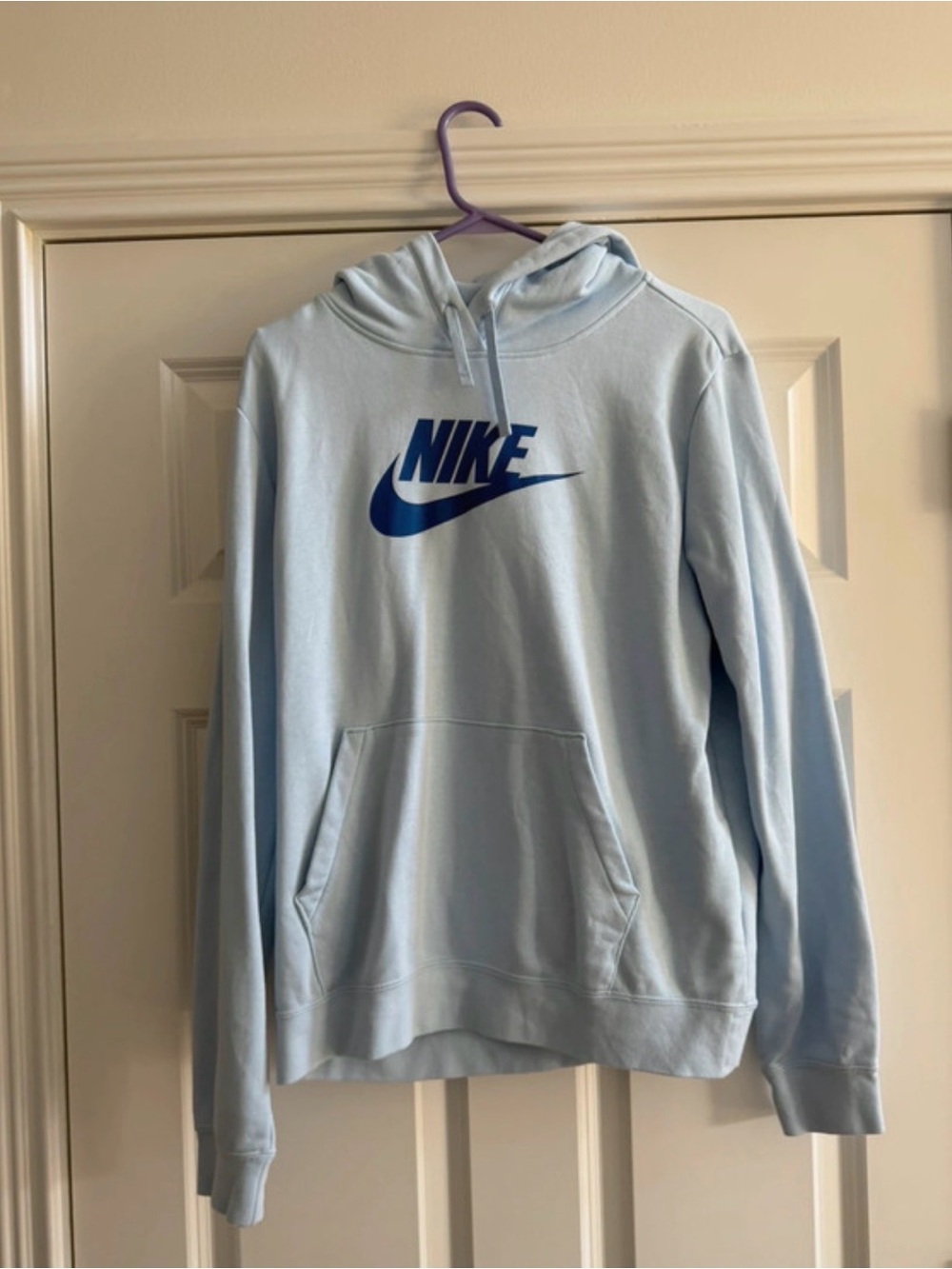 Nike Light Blue Hoodie with Navy Logo